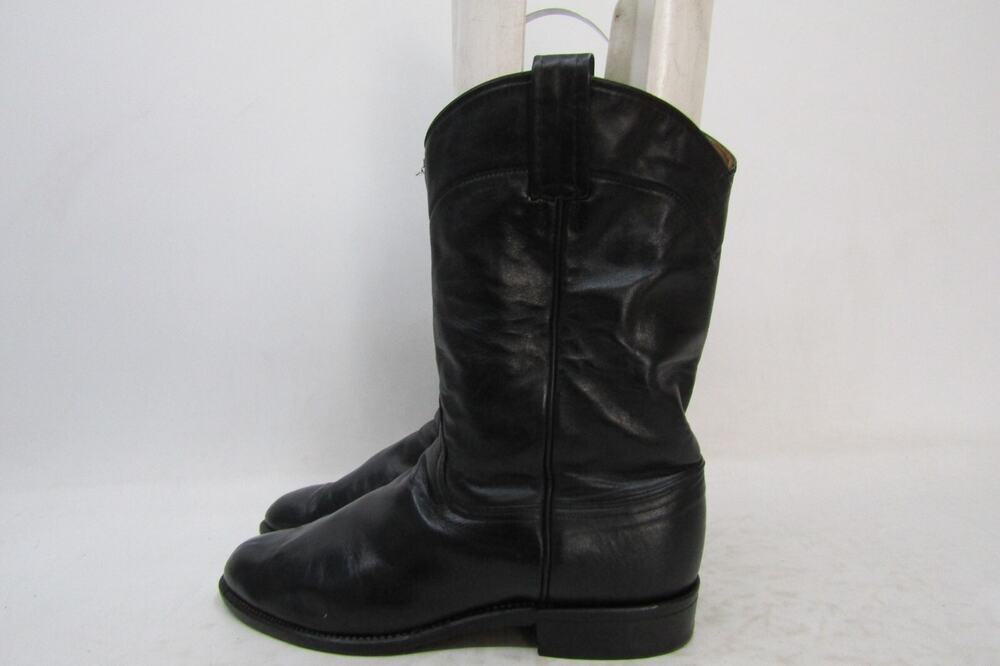 Evenin Star Mens Size 8.5 D Black Leather Cowboy Western Roper Boots